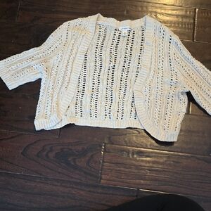 Croft & Barrow Women's Beige Open-Knit Cardigan